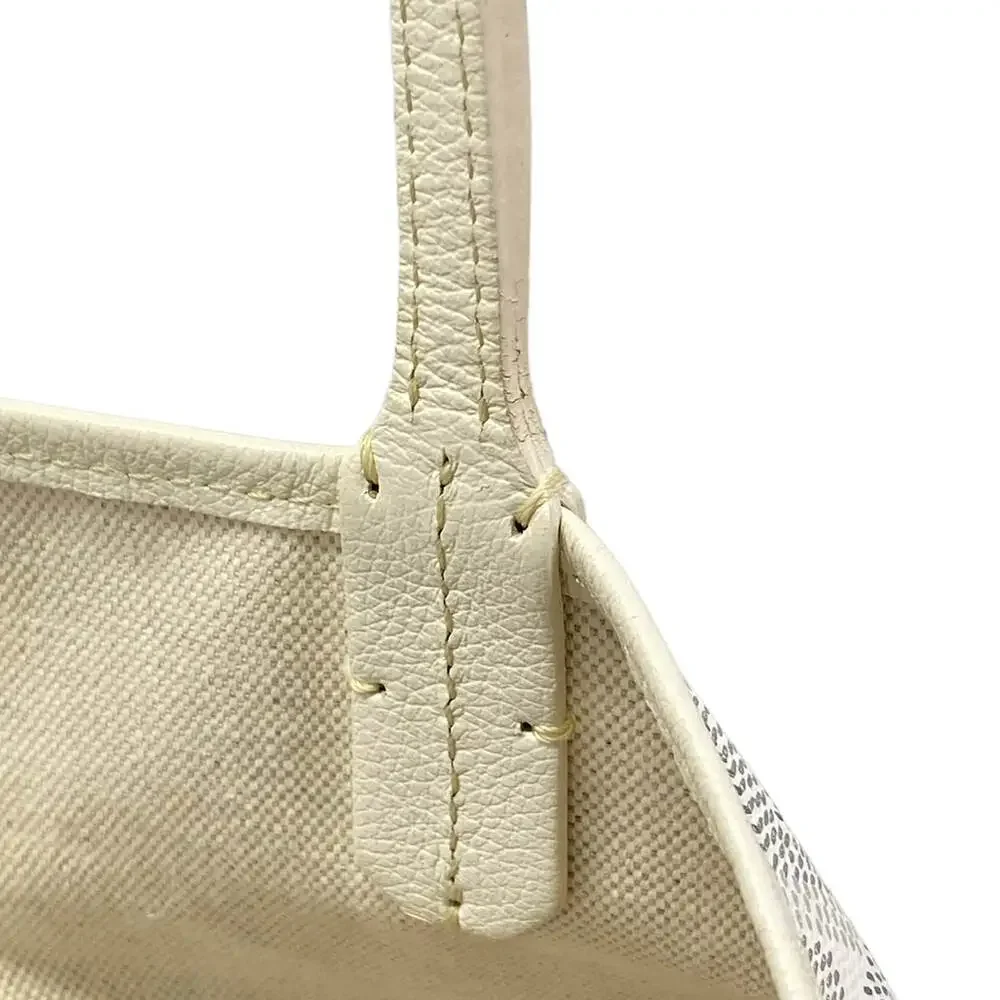 Goyard Saint Louis PM Tote Bag White Gray Light gray Coated Canvas Leather